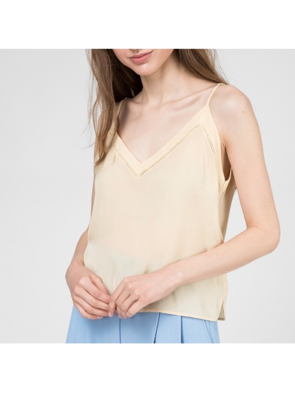 SANDRO Rawya picot trimmed chiffon camisole